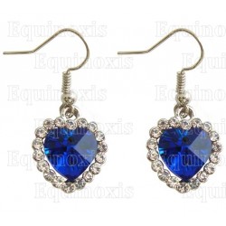 Boucles d'oreilles en cristal – Cuore diamanté – Bleu – Finition argent