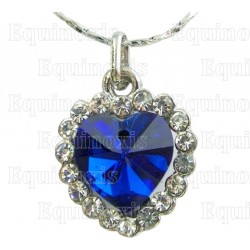 Pendentif en cristal – Cuore diamanté – Bleu – Finition argent