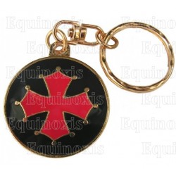 Portachiavi occitano – Croce occitana smaltata rossa su fondo rosso