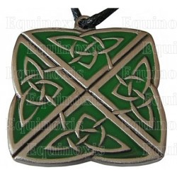 Ciondolo celtico – Nodo delle 4 direzioni quadrato – Smaltato verde