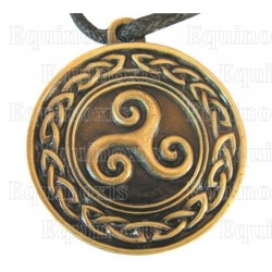 Ciondolo celtico – Triskell con nodo celtico – Bronzo satinato