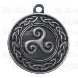 Ciondolo celtico – Triskell con nodo celtico – Peltro satinato