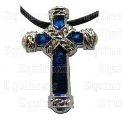 Pendentif croix – Croix ligaturée émaillée bleue