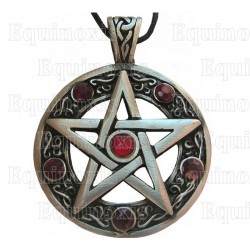 Ciondolo simbolico – Pentagramme con pietre rosse