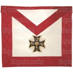 Grembiule massonico in pelle – RSAA – 18° grado – Cavaliere Rosa-Croce – Croix pattée – Ricamato a macchina