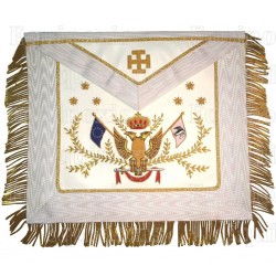 Tablier maçonnique en cuir – REAA – 33ème degré avec franges et croix potencée – Drapeau européen