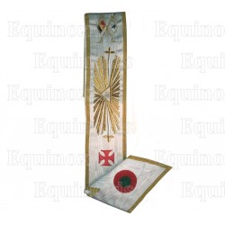Cordon maçonnique moiré – 33ème degré du REAA – Grande Gloire et croix templière – Drapeau belge – Brodé machine
