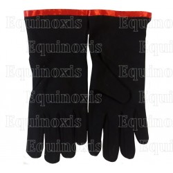 Gants maçonniques coton – Noir avec liseré rouge – Taille XXL