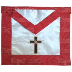 Tablier maçonnique en satin – RSAA – 18° grado – Cavaliere Rosa-Croce – Croce latina – Ricamato a macchina